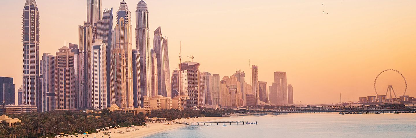 Dubai beach and cityscape
