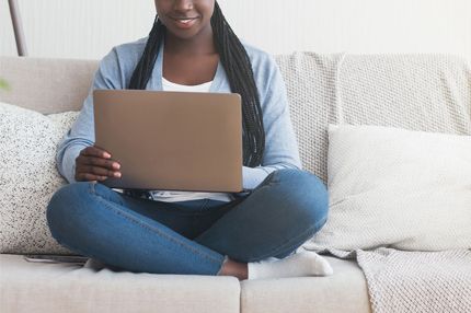 Female student online learning