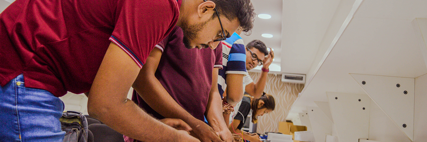Students electronics lab experiment