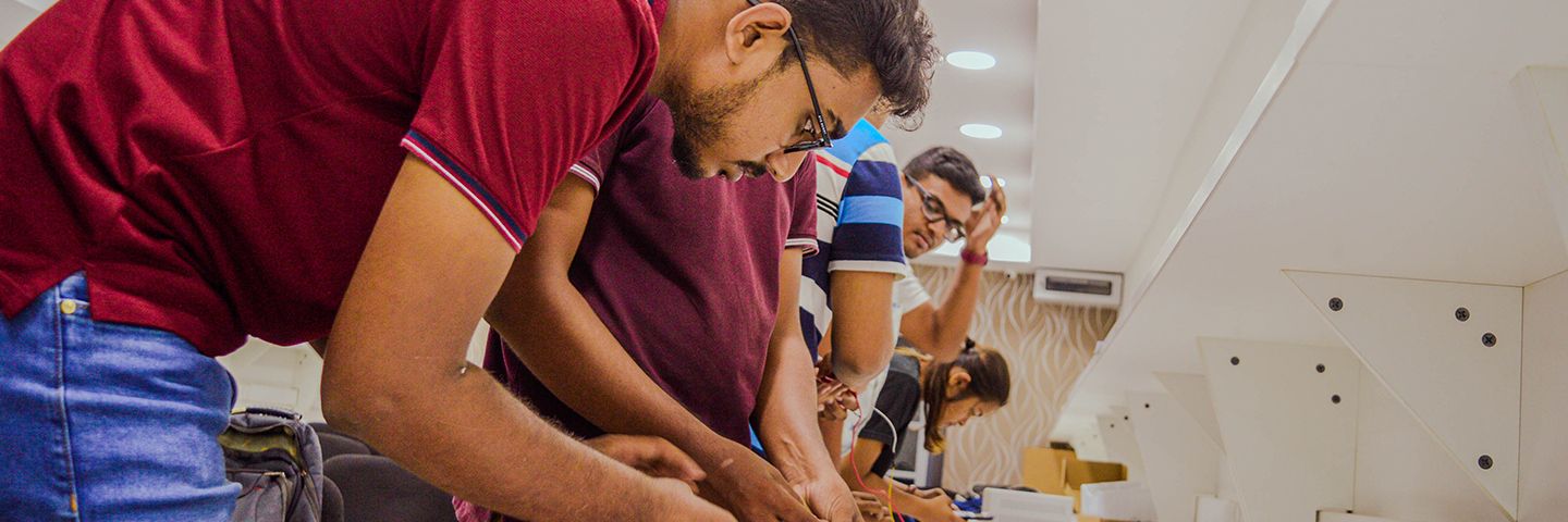 Students electronics lab experiment