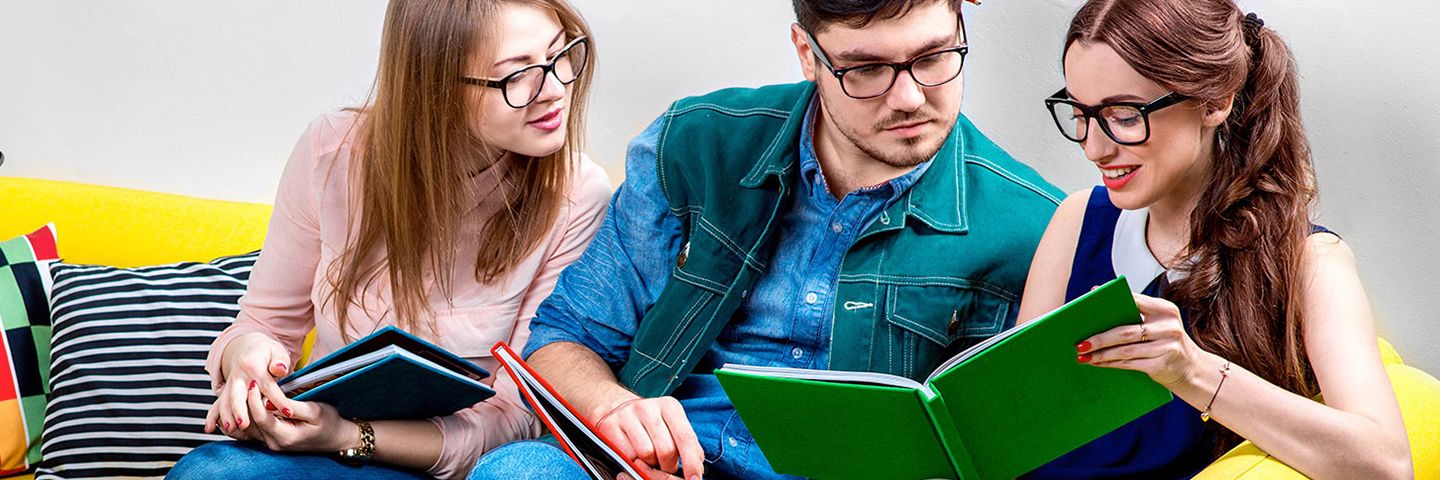 Students group studying